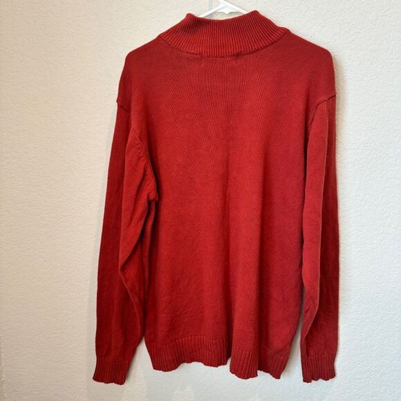 Men’s Oscar de la Renta Red 100% Cotton Quarter Zip Sweater - Size Large - EUC - Picture 4 of 4